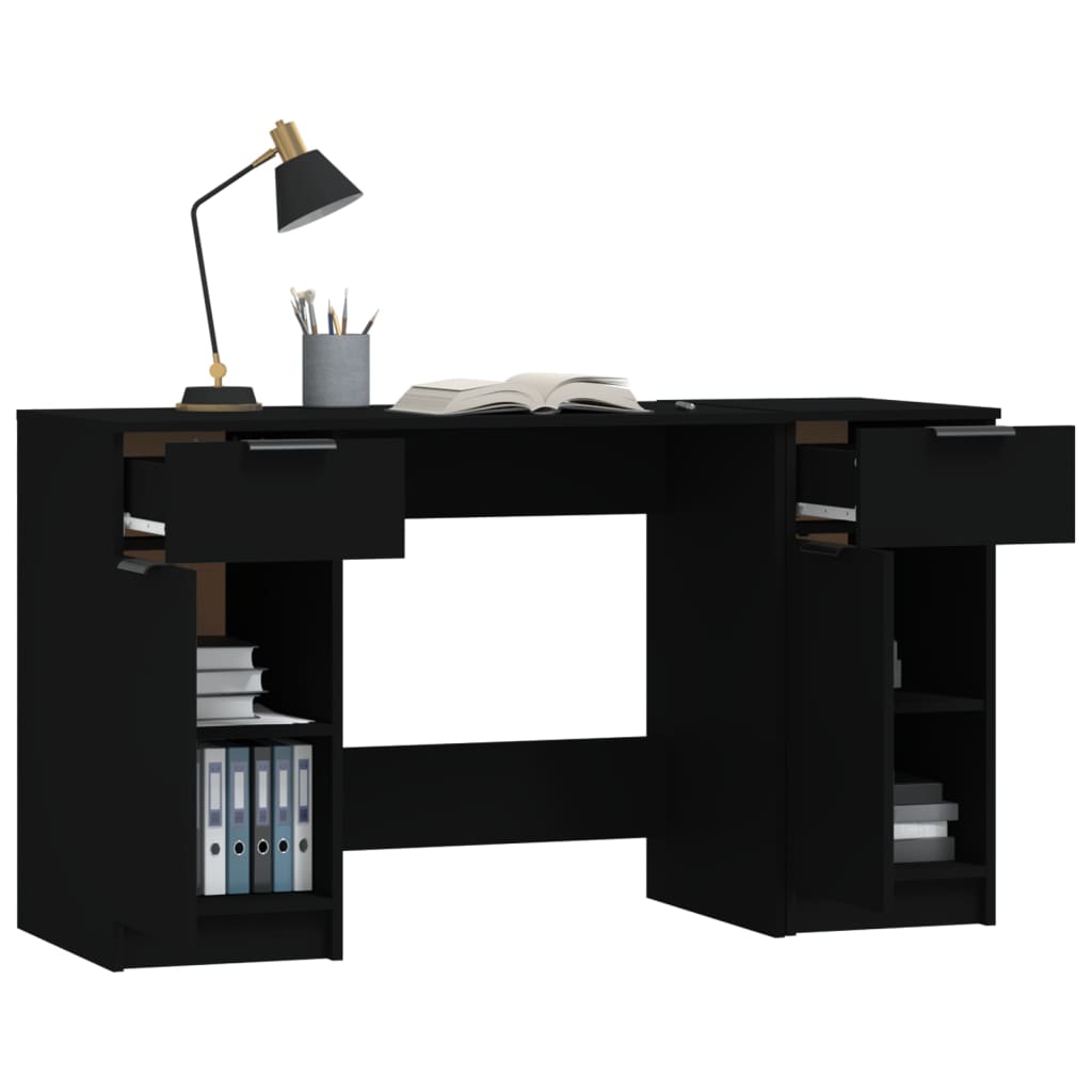 Scrivania con Mobile Laterale Nero in Legno Multistrato - homemem39