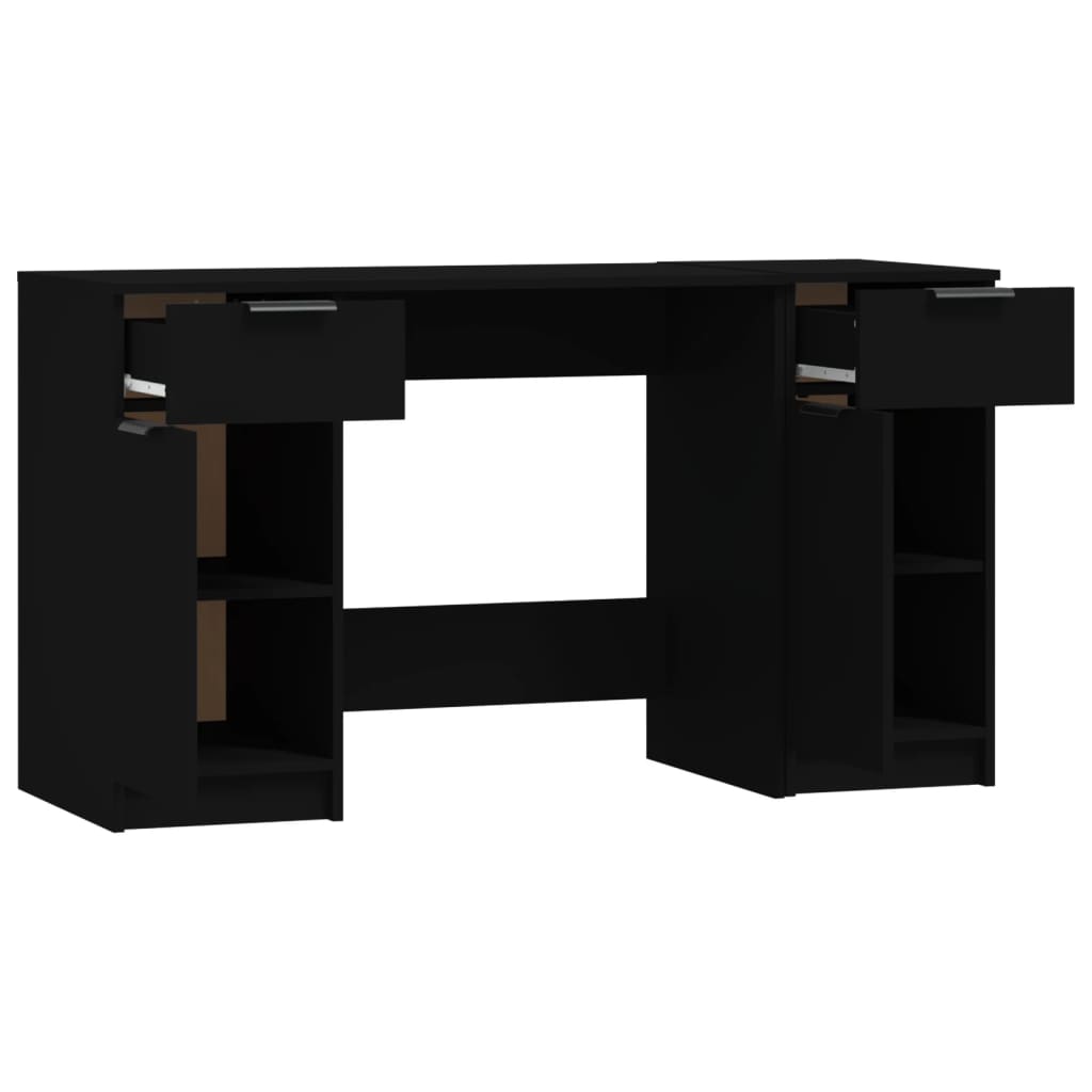 Scrivania con Mobile Laterale Nero in Legno Multistrato - homemem39