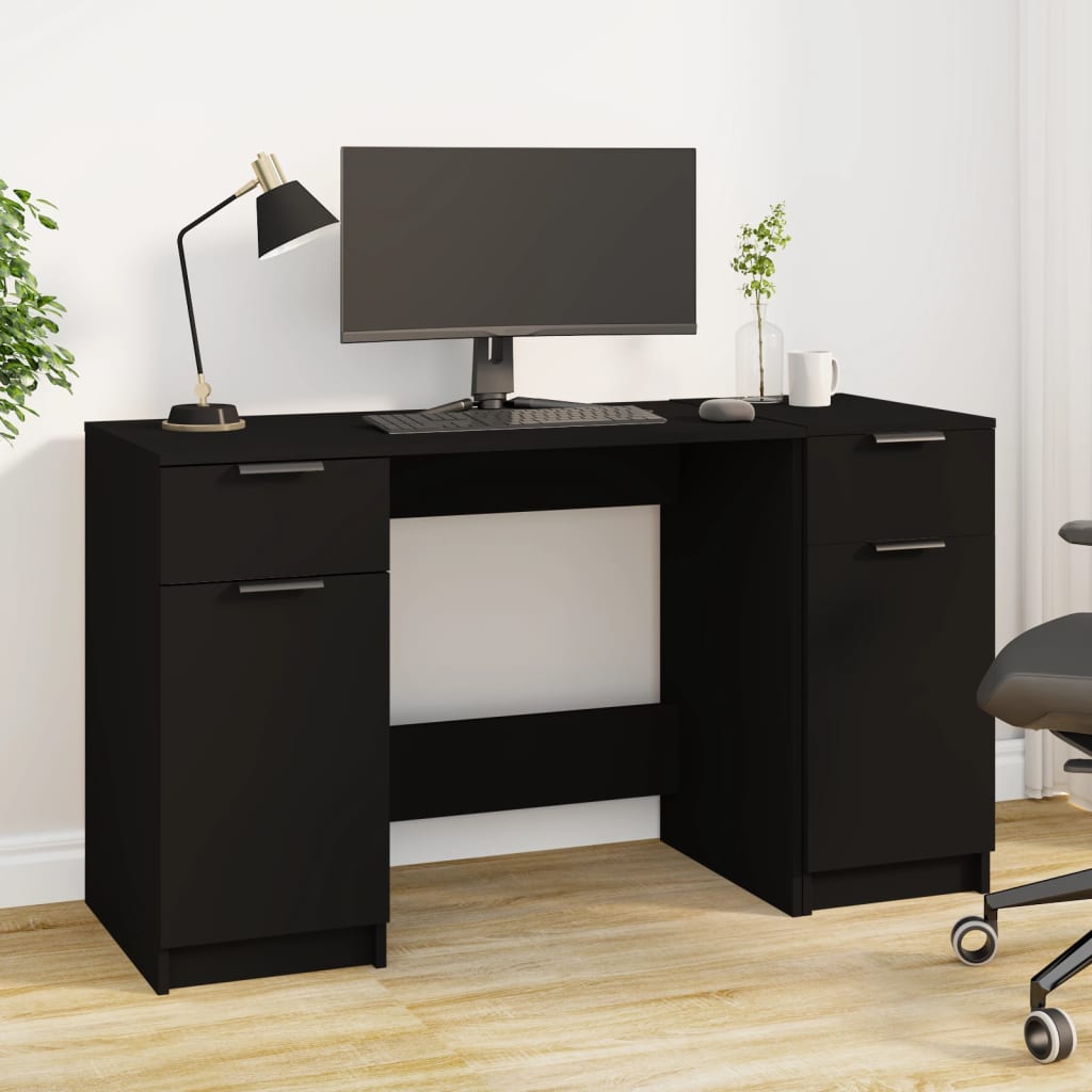 Scrivania con Mobile Laterale Nero in Legno Multistrato - homemem39