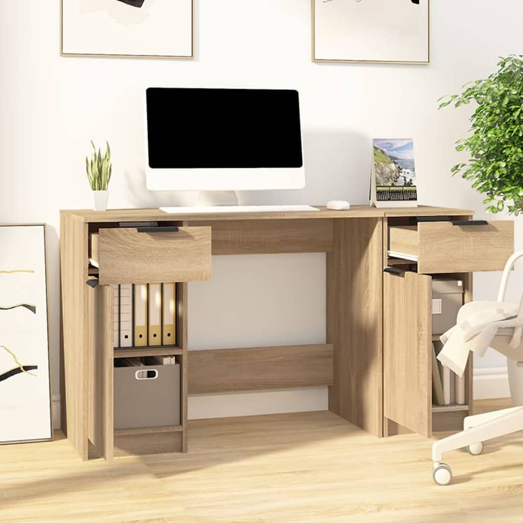 Scrivania con Mobile Laterale Rovere Sonoma Legno Multistrato - homemem39