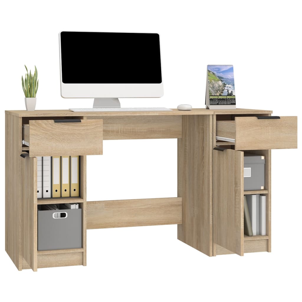 Scrivania con Mobile Laterale Rovere Sonoma Legno Multistrato - homemem39