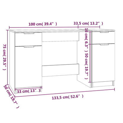 Scrivania con Mobile Laterale Rovere Sonoma Legno Multistrato - homemem39