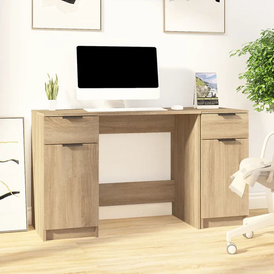 Scrivania con Mobile Laterale Rovere Sonoma Legno Multistrato - homemem39