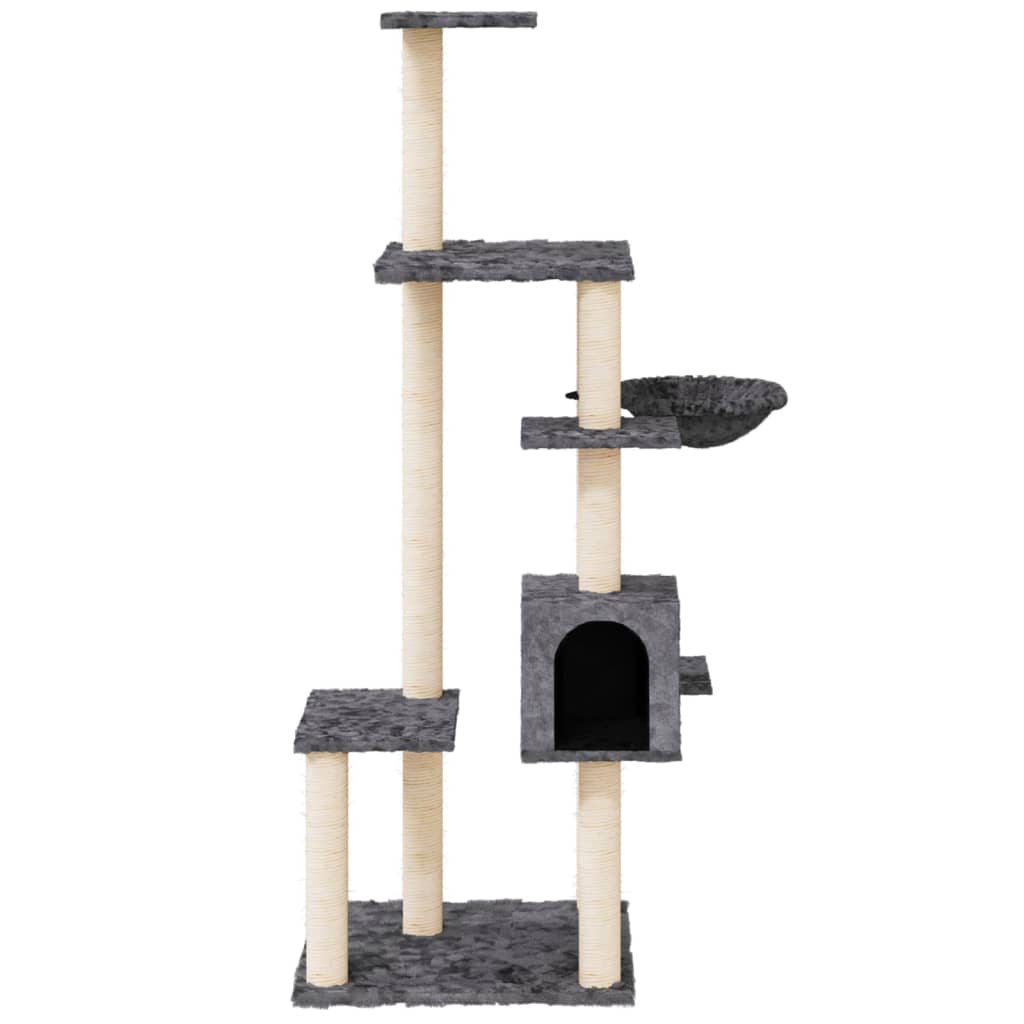 Albero per Gatti con Tiragraffi in Sisal Grigio Scuro 142 cm - homemem39