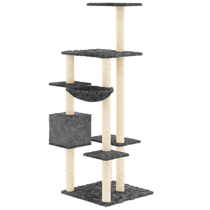 Albero per Gatti con Tiragraffi in Sisal Grigio Scuro 142 cm - homemem39