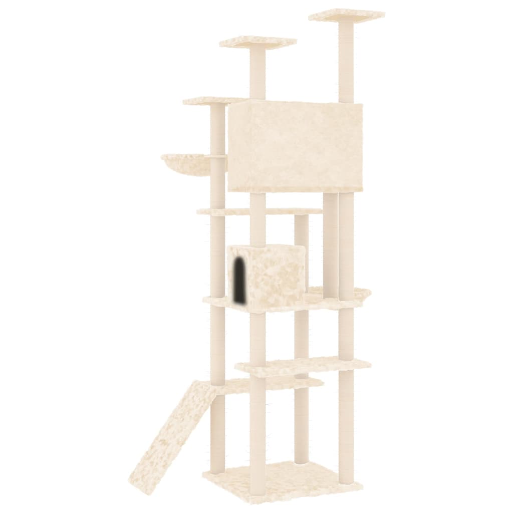 Albero per Gatti con Tiragraffi in Sisal Crema 191 cm - homemem39