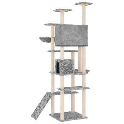 Albero per Gatti con Tiragraffi in Sisal Grigio Chiaro 191 cm - homemem39