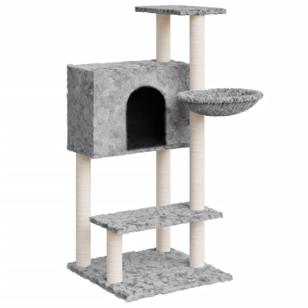 Albero per Gatti con Tiragraffi in Sisal Grigio Chiaro 108,5 cm - homemem39