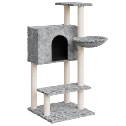 Albero per Gatti con Tiragraffi in Sisal Grigio Chiaro 108,5 cm - homemem39