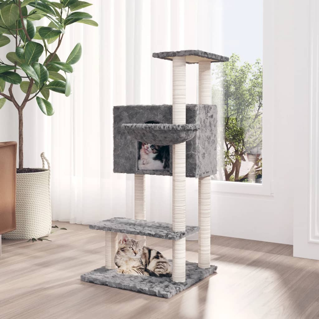 Albero per Gatti con Tiragraffi in Sisal Grigio Chiaro 108,5 cm - homemem39