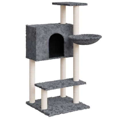 Albero per Gatti con Tiragraffi in Sisal Grigio Scuro 108,5 cm - homemem39
