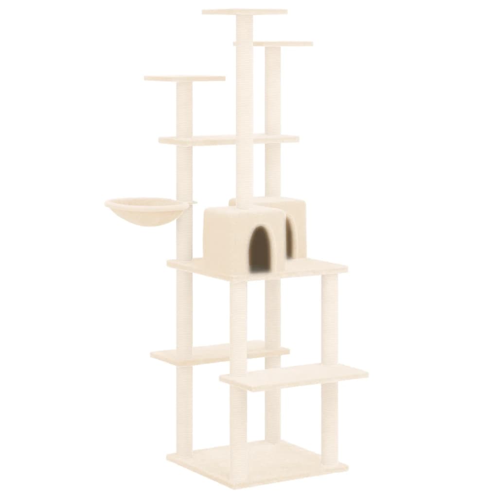 Albero per Gatti con Tiragraffi in Sisal Crema 167 cm - homemem39