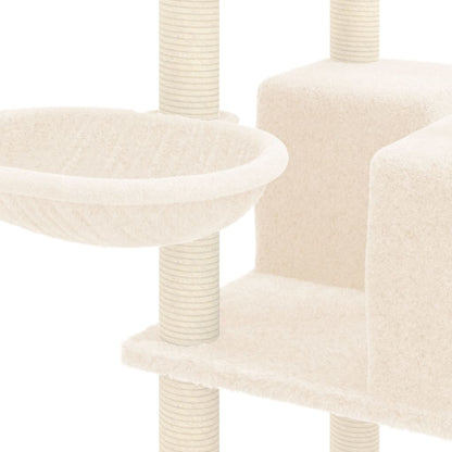 Albero per Gatti con Tiragraffi in Sisal Crema 167 cm - homemem39