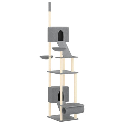 Albero per Gatti Pavimento Soffitto Grigio Chiaro 277-303 cm - homemem39