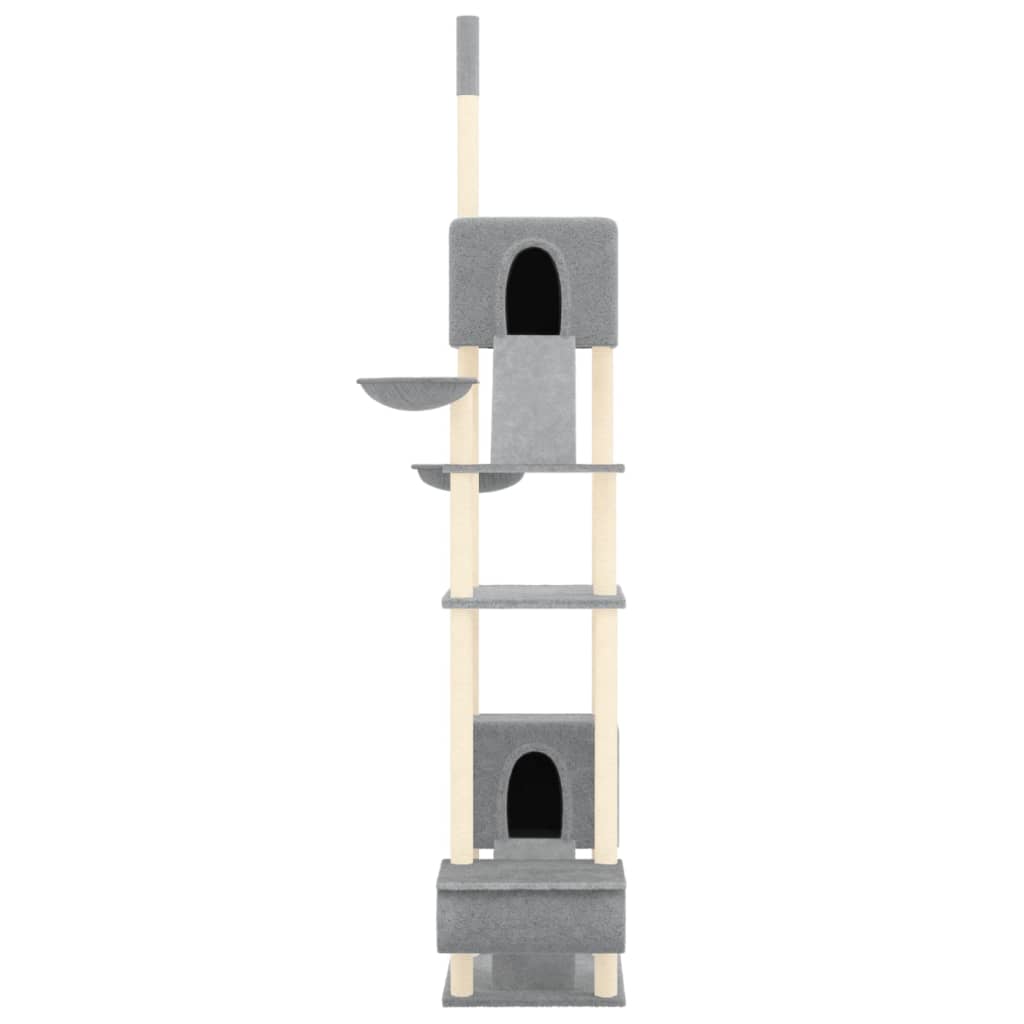 Albero per Gatti Pavimento Soffitto Grigio Chiaro 277-303 cm - homemem39