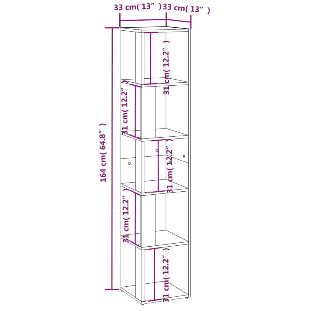 Scaffale Angolare Grigio Sonoma 33x33x164,5cm Legno Multistrato | homemem39
