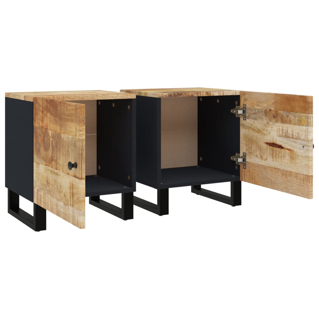 Comodini 2pz 40x33x46 cm in Legno Massello di Mango - homemem39