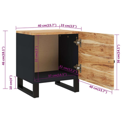 Comodino 40x33x46 cm in Legno Massello di Acacia - homemem39