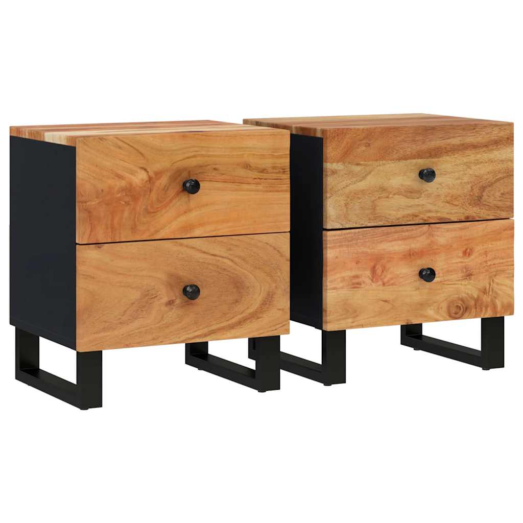 Comodini 2pz 40x33x46 cm in Legno Massello di Acacia | homemem39
