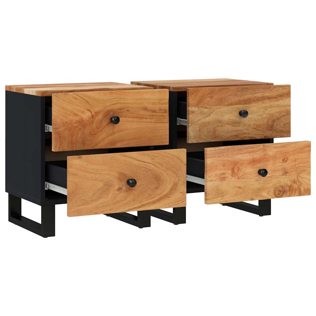Comodini 2pz 40x33x46 cm in Legno Massello di Acacia | homemem39