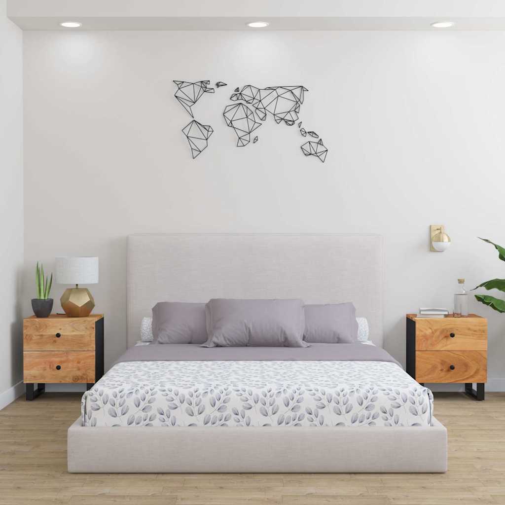 Comodini 2pz 40x33x46 cm in Legno Massello di Acacia | homemem39