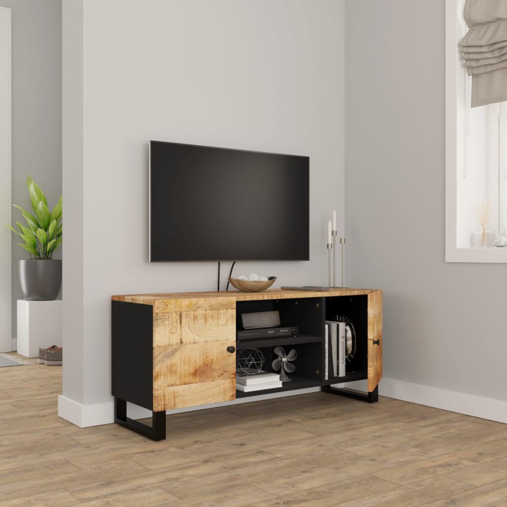 Mobile Porta TV 105x33x46cm in Legno Massello di Mango - homemem39