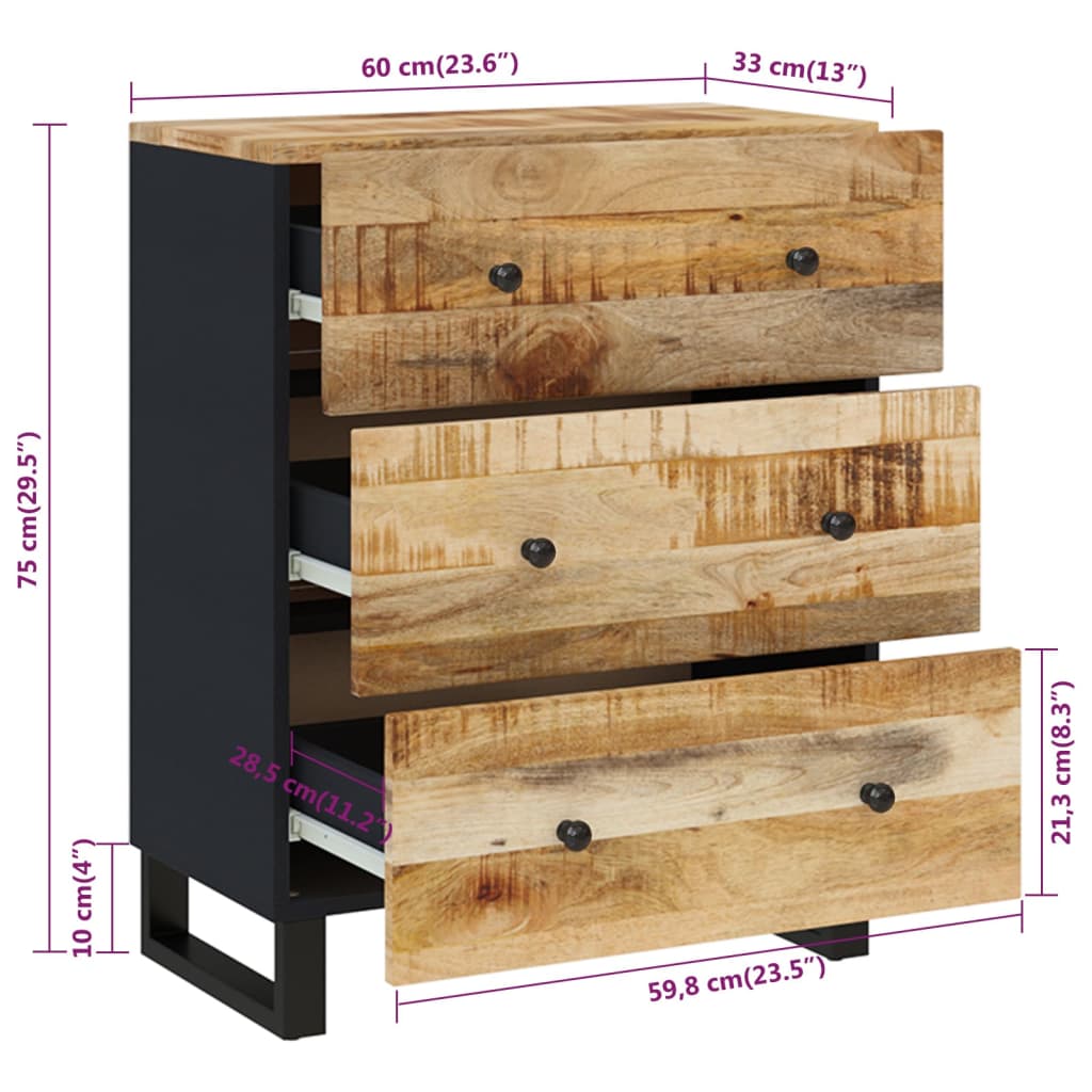 Credenza 60x33x75 cm in Legno Massello di Mango | homemem39