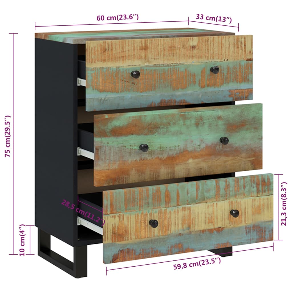 Credenza 60x33x75 in Legno Massello di Recupero | homemem39
