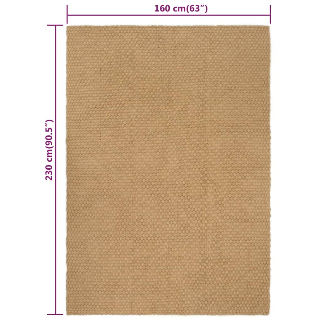 Tappeto Rettangolare Naturale 160x230 cm in Juta - homemem39