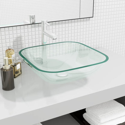 Lavandino in Vetro 42x42x14 cm Trasparente | homemem39