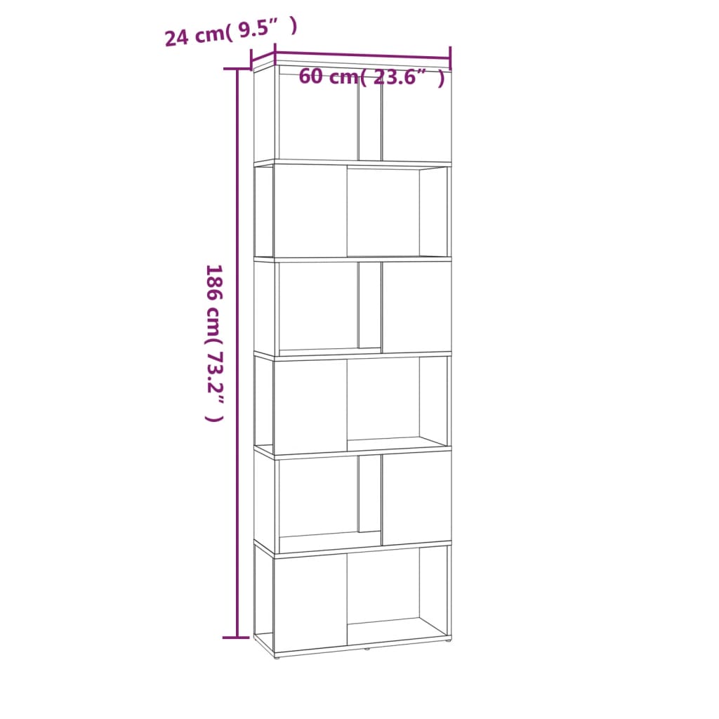 Libreria/Divisorio Rovere Fumo 60x24x186 cm | homemem39