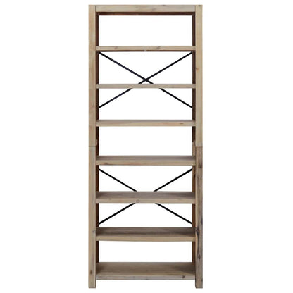 Libreria a 7 Ripiani 80x30x200 cm in Legno Massello di Acacia