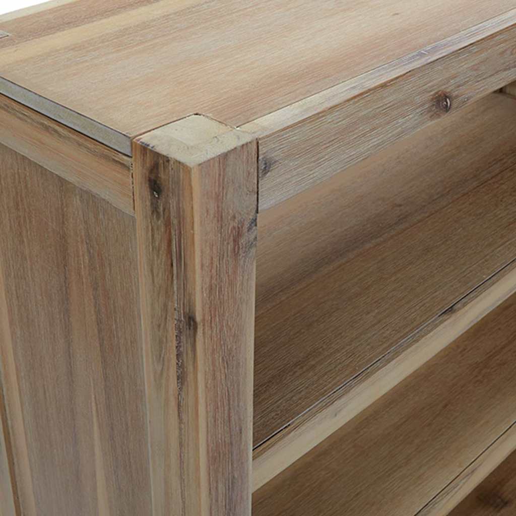 Libreria a 7 Ripiani 80x30x200 cm in Legno Massello di Acacia