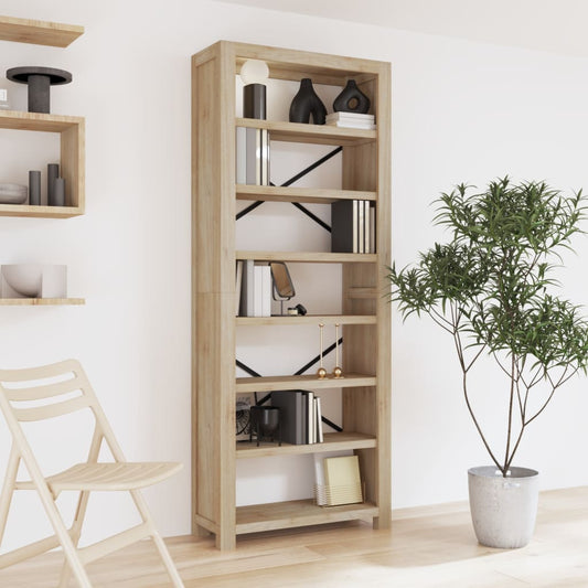 Libreria a 7 Ripiani 80x30x200 cm in Legno Massello di Acacia | homemem39