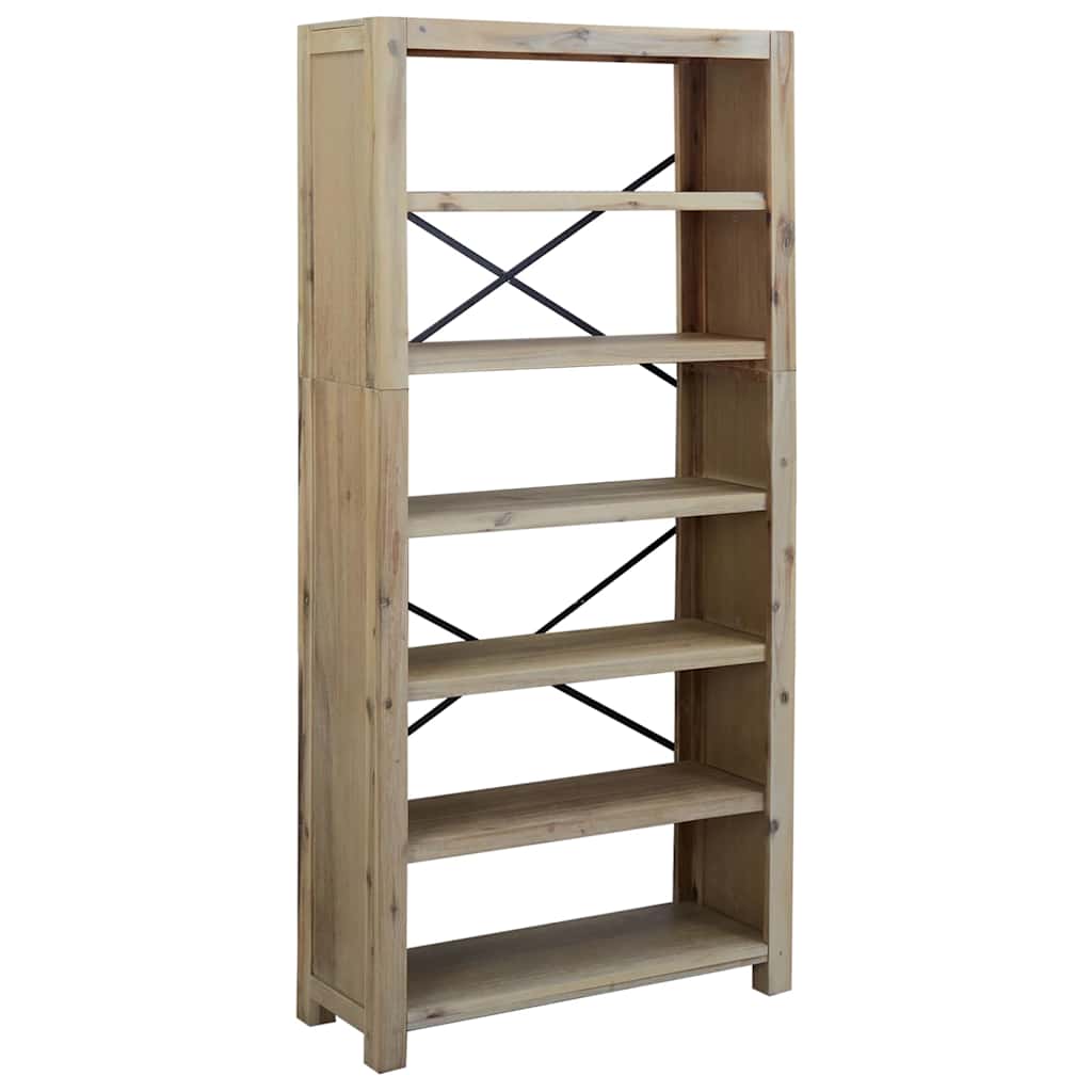 Libreria a 6 Ripiani 80x30x170 cm in Legno Massello di Acacia | homemem39