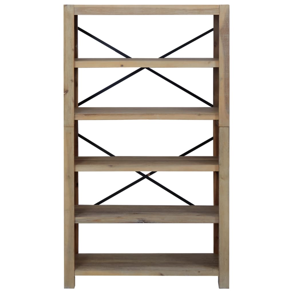 Libreria a 5 Ripiani 80x30x140 cm in Legno Massello di Acacia | homemem39