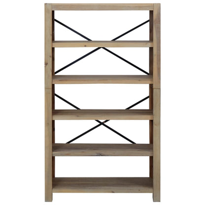 Libreria a 5 Ripiani 80x30x140 cm in Legno Massello di Acacia | homemem39