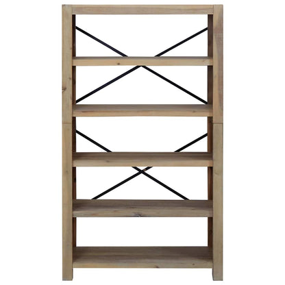 Libreria a 5 Ripiani 80x30x140 cm in Legno Massello di Acacia