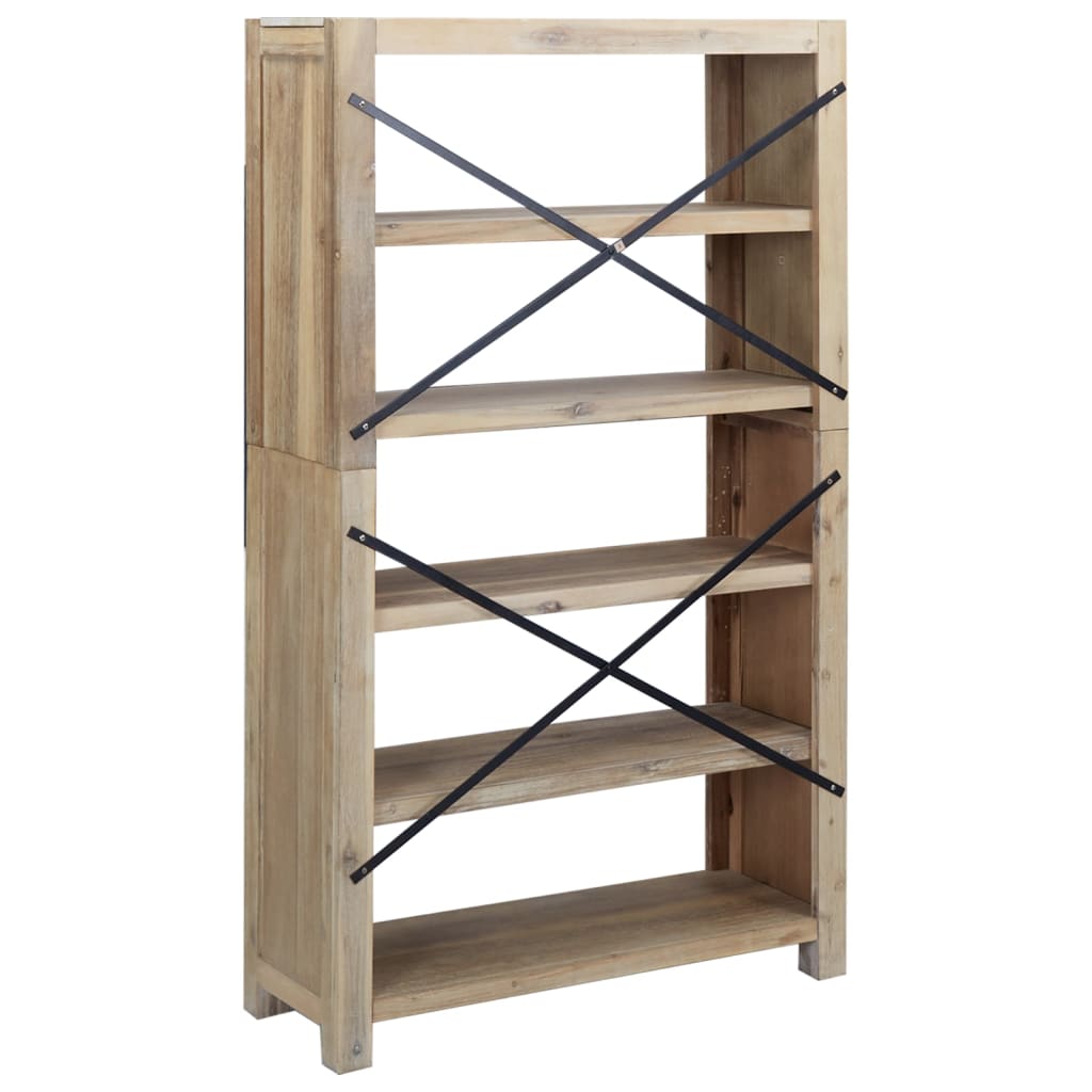 Libreria a 5 Ripiani 80x30x140 cm in Legno Massello di Acacia | homemem39