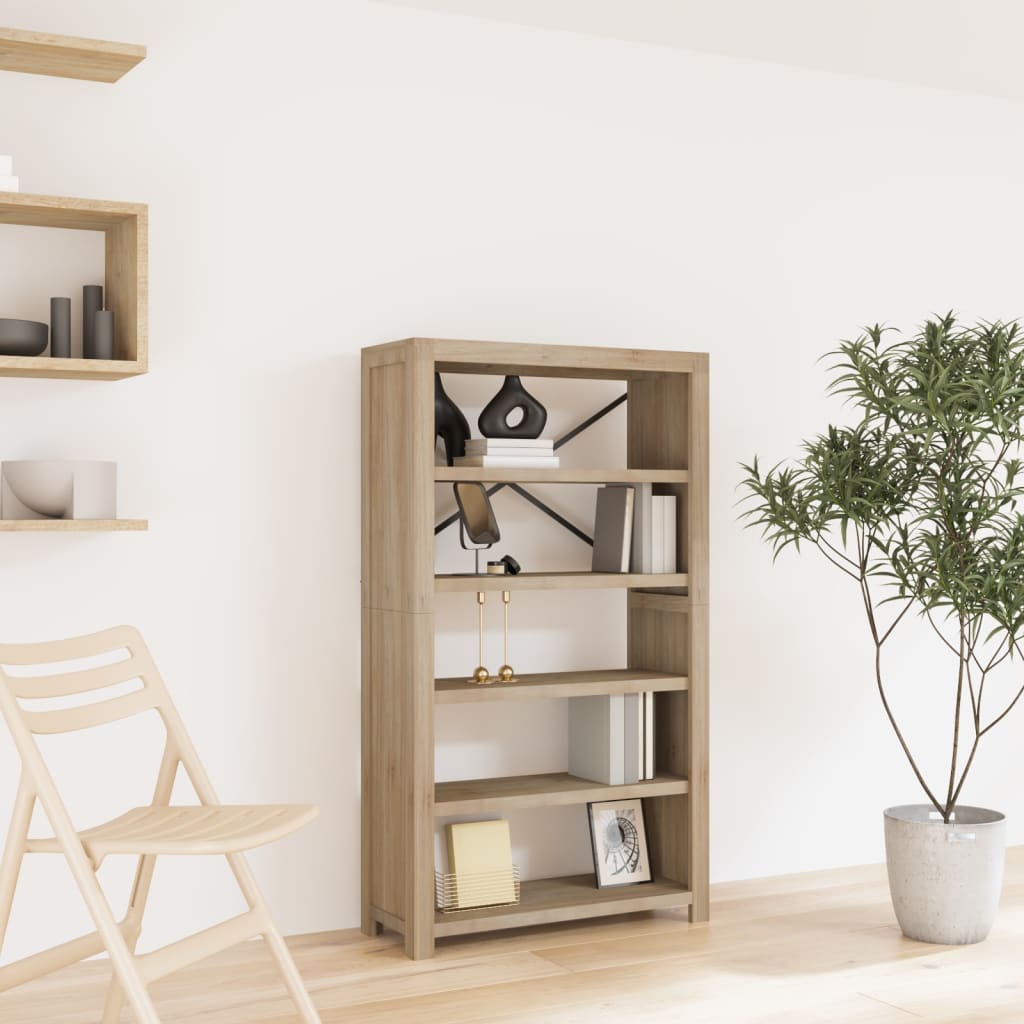 Libreria a 5 Ripiani 80x30x140 cm in Legno Massello di Acacia | homemem39