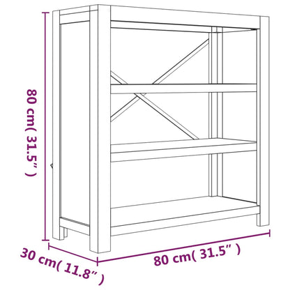 Libreria a 3 Ripiani 80x30x80 cm in Legno Massello di Acacia | homemem39
