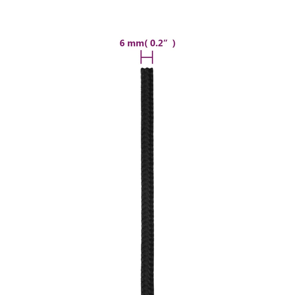 Corda per barca Completamente Nera 6 mm 25 m in Polipropilene - homemem39