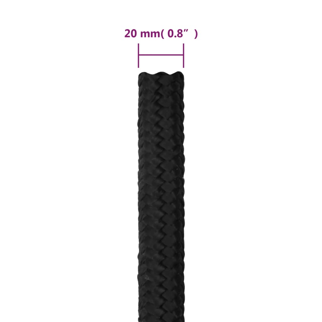 Corda per barca Completamente Nera 20 mm 100 m in Polipropilene | homemem39