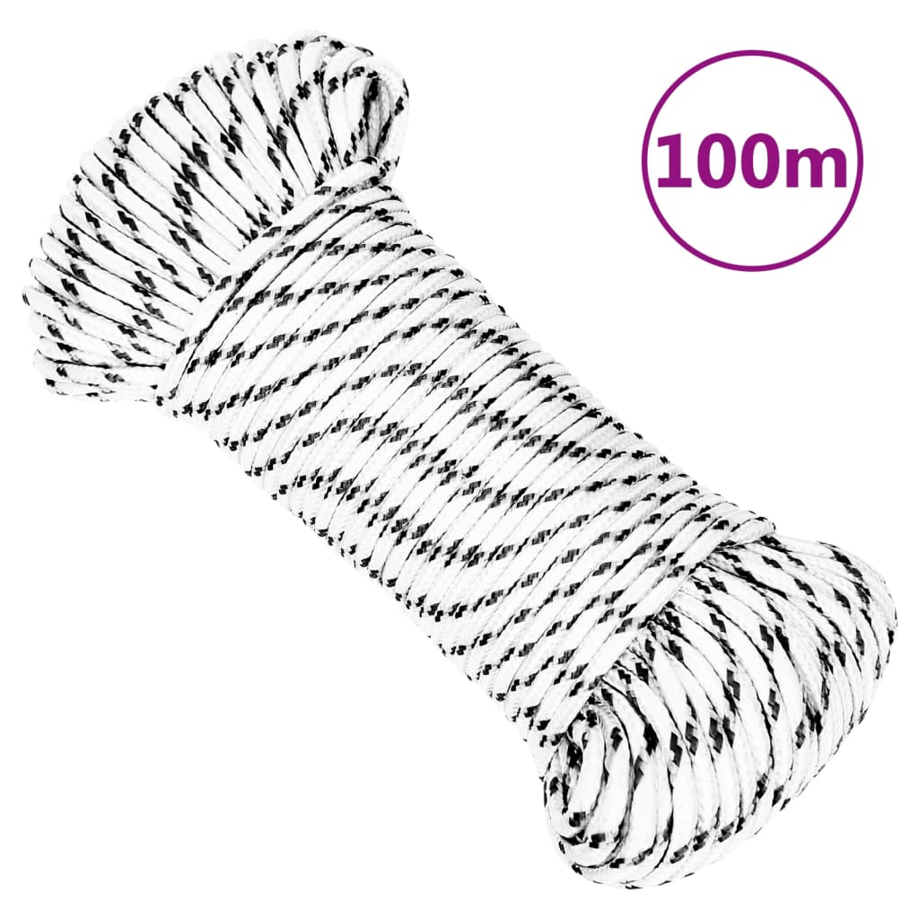 Corda Intrecciata per Barca Bianca 5 mm x 100 m Poliestere - homemem39