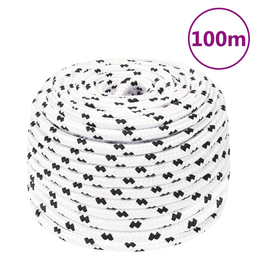 Corda Intrecciata per Barca Bianca 8 mm x 100 m Poliestere - homemem39