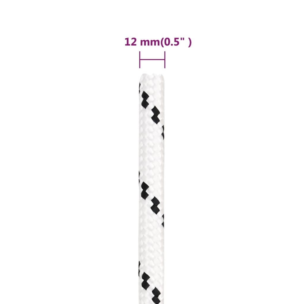 Corda Intrecciata per Barca Bianca 12 mm x 100 m Poliestere - homemem39