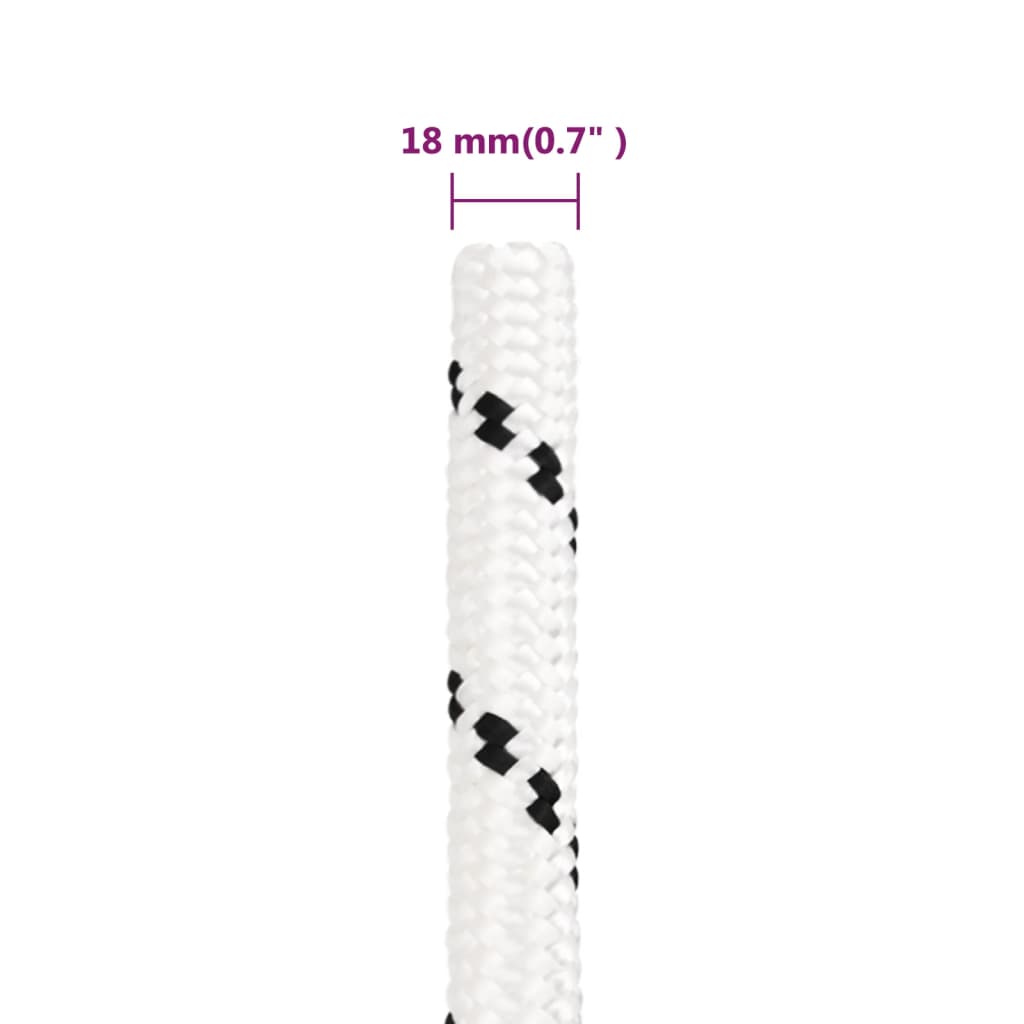 Corda Intrecciata per Barca Bianca 18 mm x 25 m Poliestere - homemem39