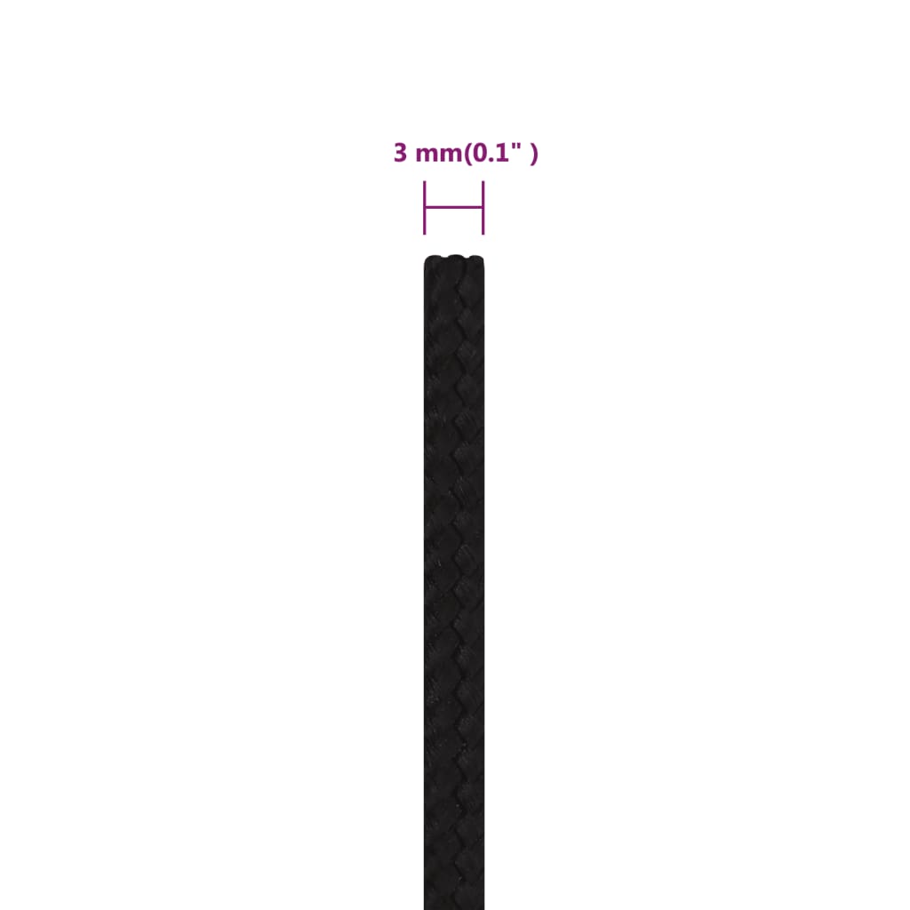 Corda da Lavoro Nera 3 mm 25 m in Poliestere - homemem39