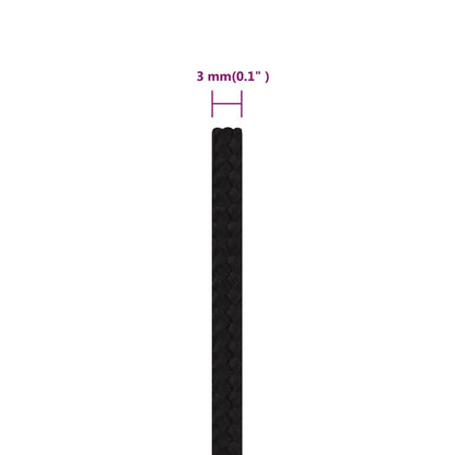 Corda da Lavoro Nera 3 mm 25 m in Poliestere - homemem39