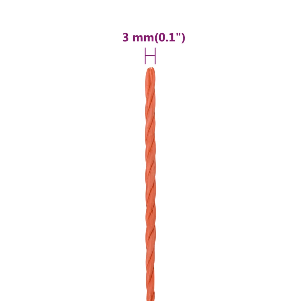 Corda da Lavoro Arancione 3 mm 100 m in Polipropilene - homemem39